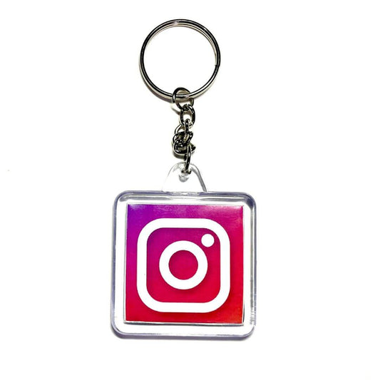 Sleek InstaTag NFC Keychain with Instagram logo for easy social media sharing and stylish networking.